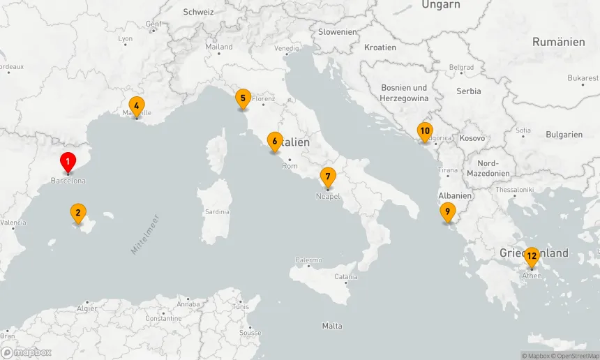 Route 11 Nächte - MEDITERRANE PRACHT: SPANIEN, ITALIEN & GRIECHENLAND