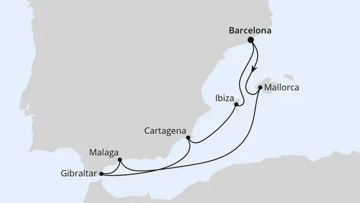 Route Mediterrane Schätze mit Gibraltar ab Barcelona