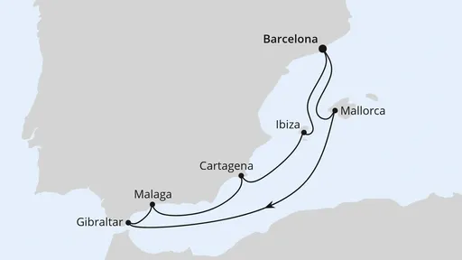 Route Mediterrane Schätze mit Gibraltar ab Barcelona