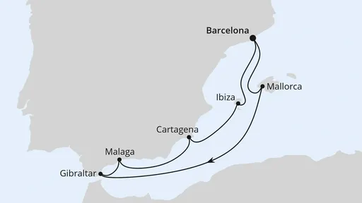 Route Mediterrane Schätze mit Gibraltar ab Barcelona