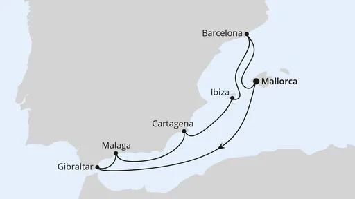Route Mediterrane Schätze mit Gibraltar ab Mallorca