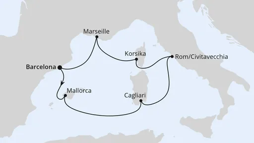 Route Mediterrane Schätze mit Sardinien ab Barcelona