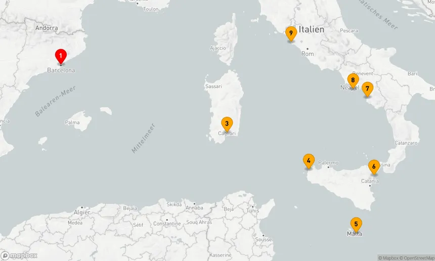 Route 8 Nächte - Mediterrane Schätze: Von Katalonien bis zur Ewigen Stadt