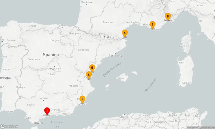 Route 7 Nächte - Mediterrane Träume: Von der Costa del Sol zur Côte d'Azur