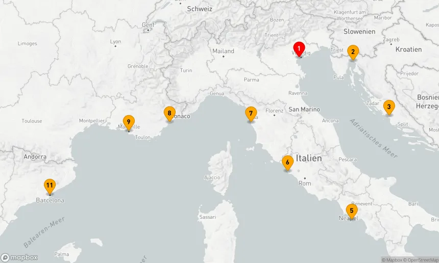 Route 10 Nächte - Mediterrane Traumreise von Venetien nach Katalonien
