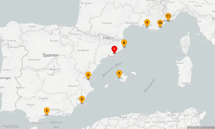 Route 10 Nächte - Mediterranes Glanzstück: Von Katalonien zur Côte d'Azur