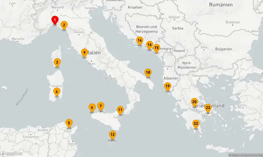 Route 22 Nächte - MEDITERRANES MOSAIK: ITALIEN, KROATIEN & GRIECHENLAND