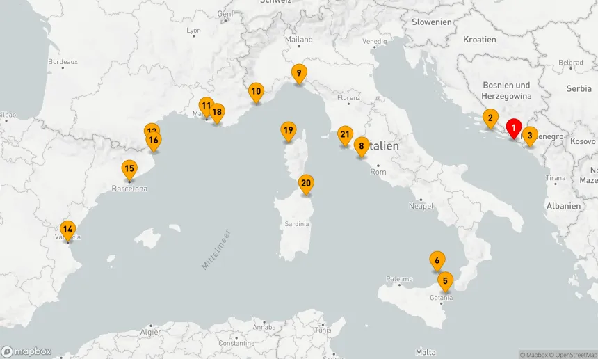 Route 21 Nächte - MEDITERRANES MOSAIK: KROATIEN, ITALIEN, FRANKREICH UND SPANIEN