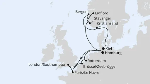 Route Metropolen & Norwegen von Hamburg nach Kiel