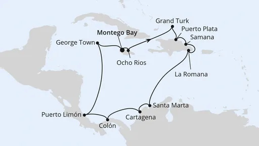Route Mittelamerika & Dominikanische Republik ab Jamaika