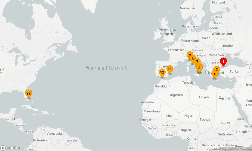 Route 21 Nächte - MITTELMEER-KREUZFAHRT: GRIECHISCHE INSELN, ITALIEN & SPANIEN