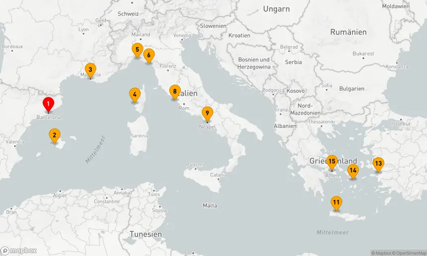Route 14 Nächte - Mittelmeer mit Griechenland, Italien und der Türkei