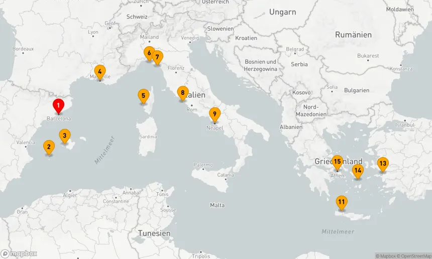 Route 14 Nächte - Mittelmeer mit Griechenland,  Italien und der Türkei