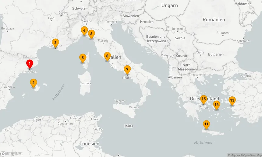 Route 14 Nächte - Mittelmeer mit Griechenland,  Italien und der Türkei