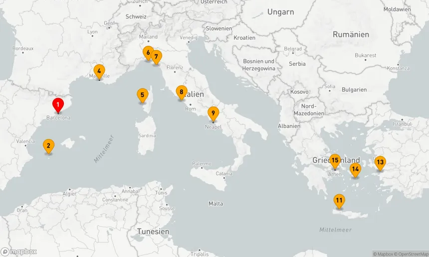 Route 14 Nächte - Mittelmeer mit Griechenland,  Italien und der Türkei