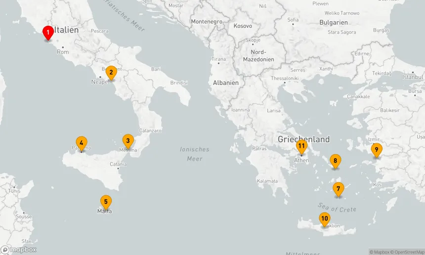 Route 10 Nächte - Mittelmeer mit griechischen Inseln