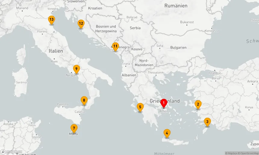 Route 12 Nächte - Mittelmeer mit griechischen Inseln