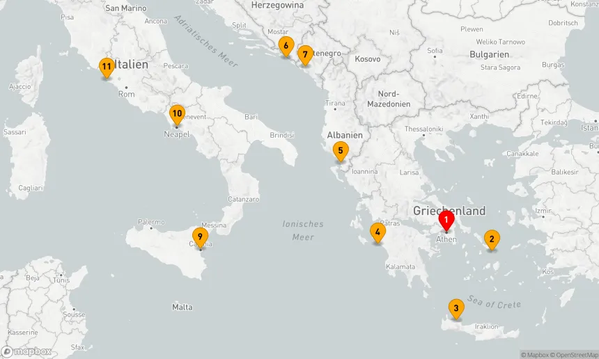 Route 10 Nächte - Mittelmeer mit griechischen Inseln & Italien