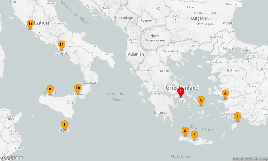 Route 11 Nächte - Mittelmeer mit griechischen Inseln & Italien