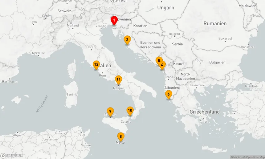 Route 11 Nächte - Mittelmeer mit griechischen Inseln & Italien