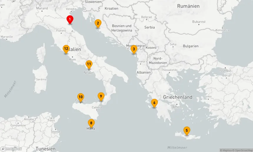 Route 11 Nächte - Mittelmeer mit griechischen Inseln & Italien