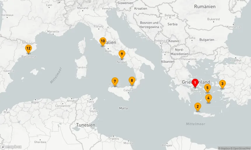 Route 11 Nächte - Mittelmeer mit griechischen Inseln & Italien