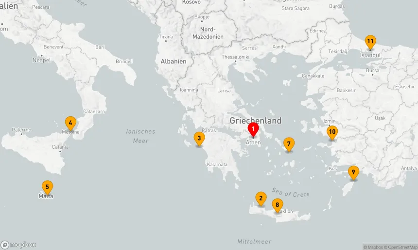 Route 11 Nächte - Mittelmeer mit griechischen Inseln & Türkei