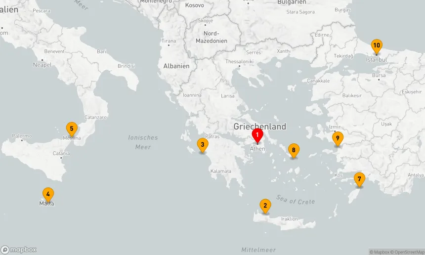Route 10 Nächte - Mittelmeer mit griechischen Inseln & Türkei