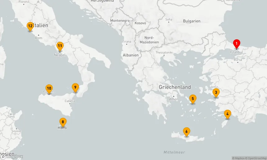 Route 11 Nächte - Mittelmeer mit griechischen Inseln & Türkei