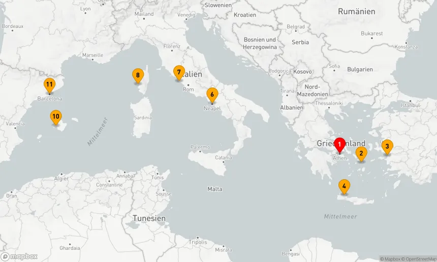 Route 10 Nächte - Mittelmeer mit griechischen Inseln & Türkei