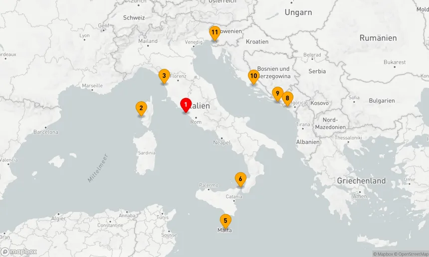 Route 10 Nächte - Mittelmeer mit Italien & Kroatien