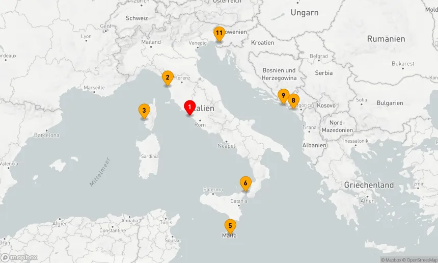 Route 10 Nächte - Mittelmeer mit Italien & Kroatien