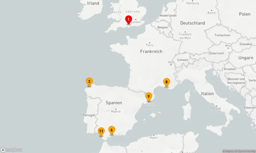 Route 13 Nächte - Mittelmeer – Spanien und Frankreich
