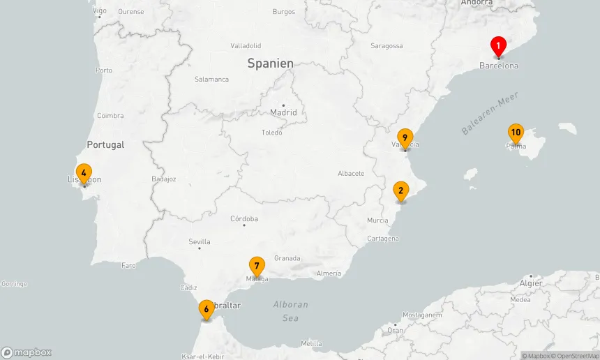 Route 10 Nächte - Mittelmeer-Traumreise ab Barcelona