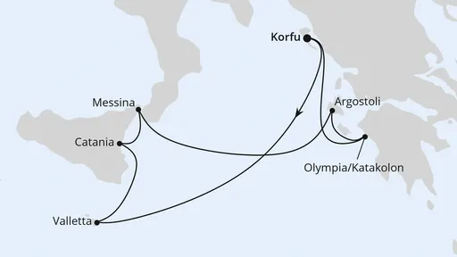 Route Mittelmeerinseln ab Korfu
