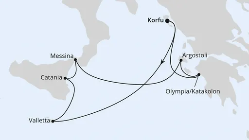 Route Mittelmeerinseln ab Korfu