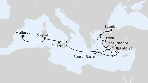 Route Mittelmeerinseln mit Istanbul ab Antalya