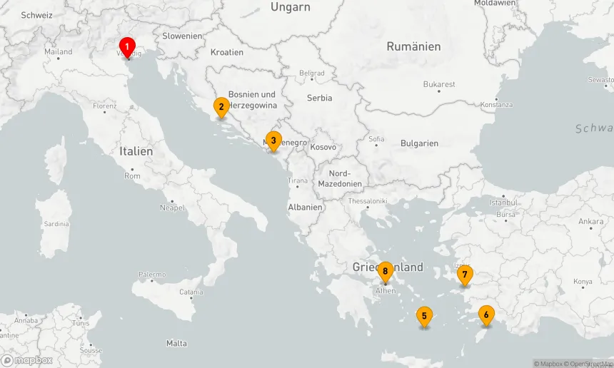Route 7 Nächte - Mittelmeerzauber: Von den Lagunen Venedigs zu den Tempeln Athens