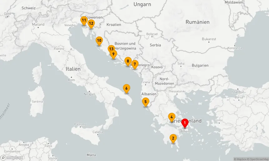 Route 14 Nächte - MONTENEGRO, ITALIEN, GRIECHENLAND & DIE DALMATINISCHE KÜSTE