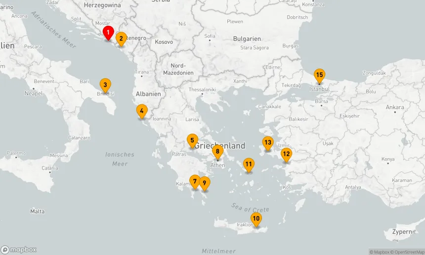 Route 14 Nächte - MONTENEGRO, ITALIEN, MYKONOS & TÜRKEI