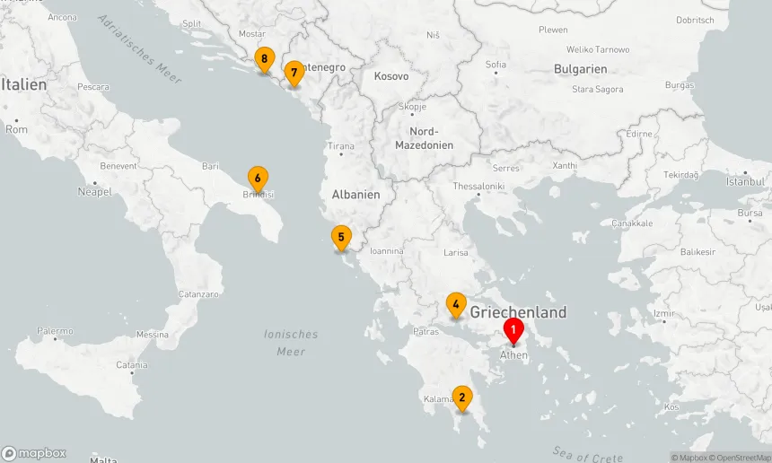 Route 7 Nächte - MONTENEGRO,  ITALIEN & GRIECHENLAND