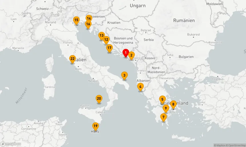 Route 21 Nächte - MONTENEGRO, ITALIEN & GRIECHENLAND ERKUNDEN