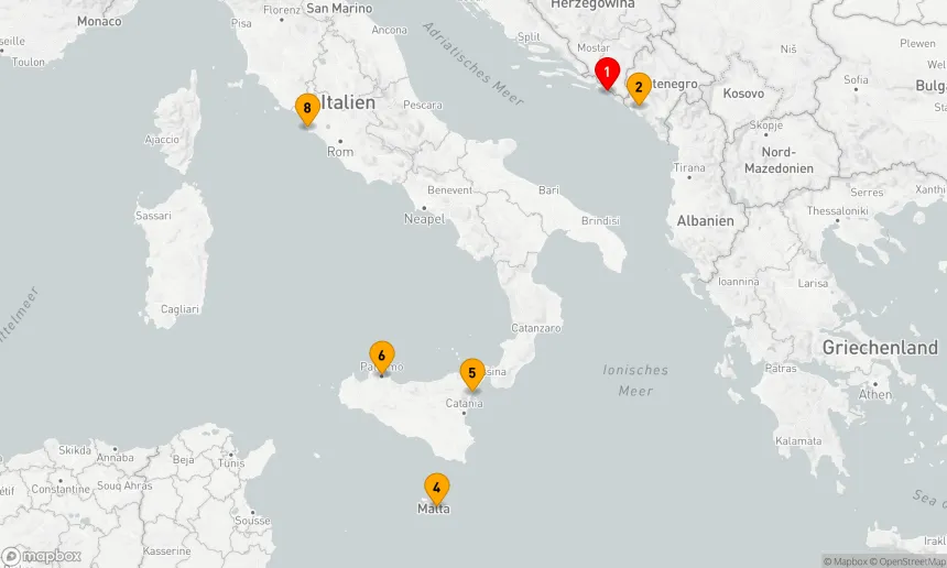 Route 7 Nächte - MONTENEGRO, MALTA & SIZILIEN ERKUNDEN