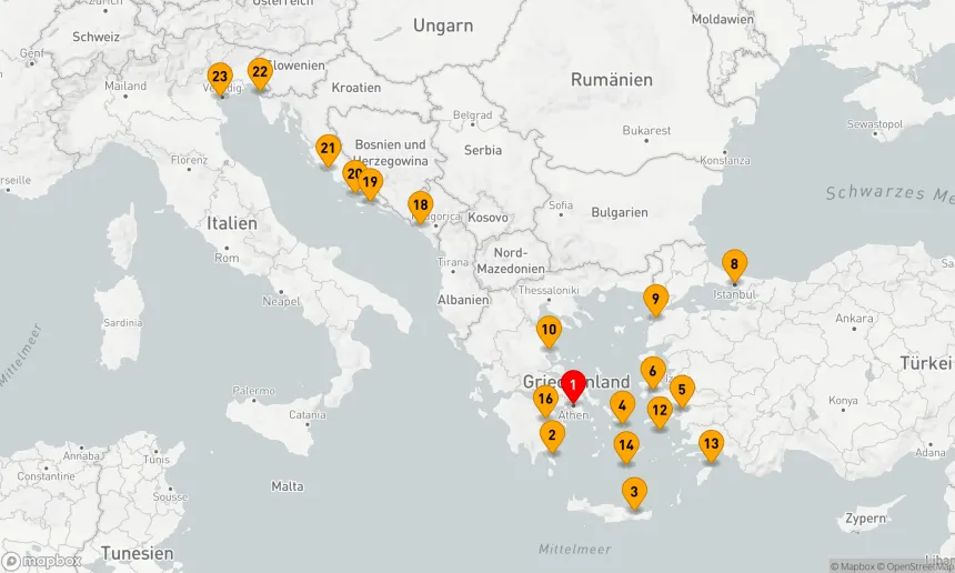 Route 22 Nächte - MOSAIK DES MITTELMEERS: GRIECHISCHE INSELN, EPHESUS & KROATIEN