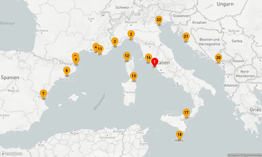 Route 21 Nächte - MOSAIK DES MITTELMEERS: ITALIEN, FRANKREICH, SPANIEN & MALTA