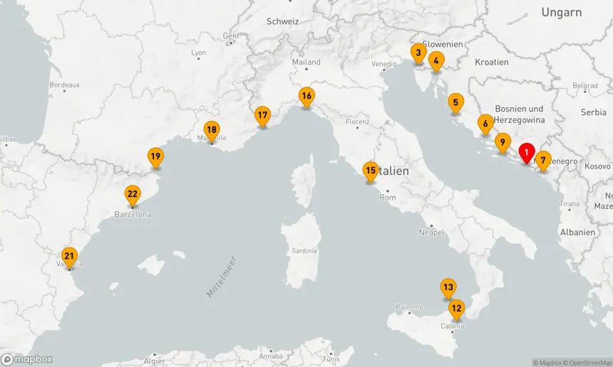Route 21 Nächte - MOSAIK DES MITTELMEERS: KROATIEN, ITALIEN & FRANKREICH