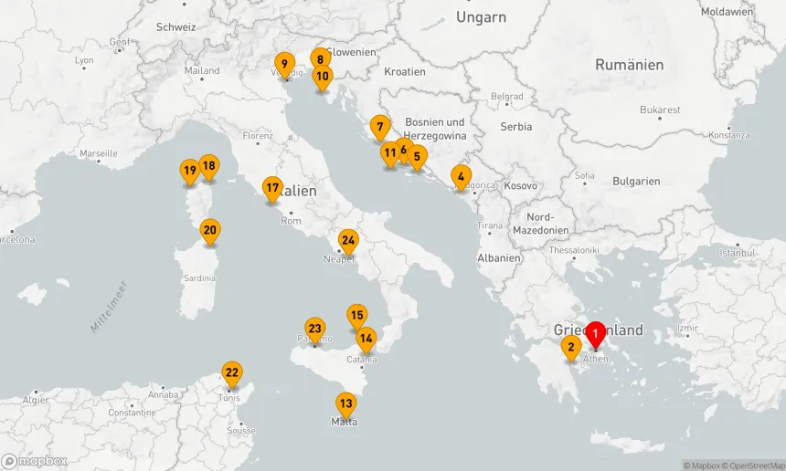 Route 24 Nächte - MOSAIK DES MITTELMEERS: KROATIEN, KORSIKA & ITALIEN