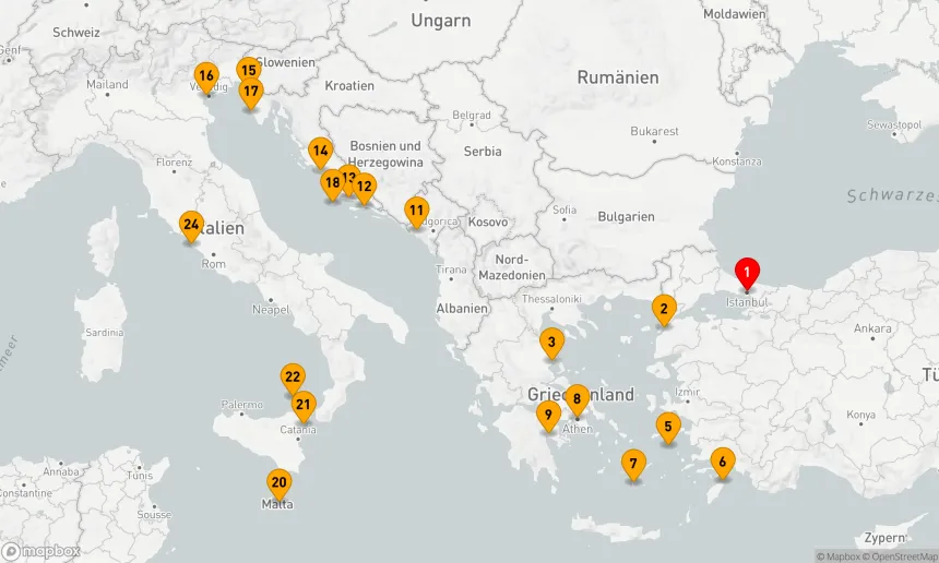 Route 23 Nächte - MOSAIK DES MITTELMEERS: TÜRKEI, GRIECHENLAND, KROATIEN UND ITALIEN