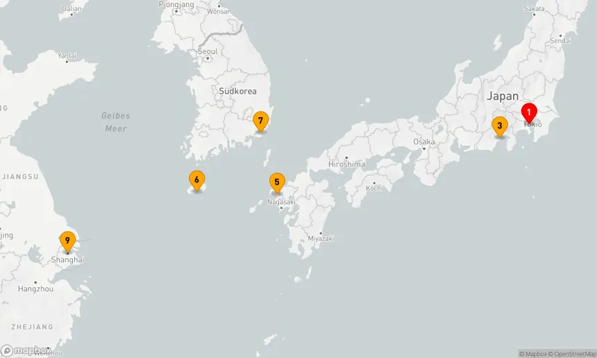 Route 8 Nächte - MT FUJI, SASEBO, JEJU & BUSAN