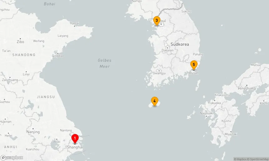 Route 6 Nächte - NAGASAKI, FUKUOKA & JEJU-KREUZFAHRT